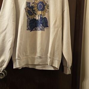 Sunflower Print Cream Sweatshirt